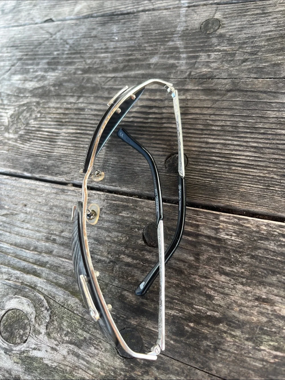 BRIGHTON Rimless Aviator Sunglasses in Black and Silver